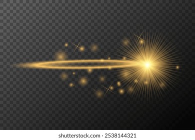 Light effect Golden isolated flare explosion shiny dust line solar flare spark star neon light, vector effect