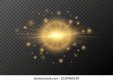 Light effect Golden isolated flare explosion shiny dust line solar flare spark star neon light, vector effect	
