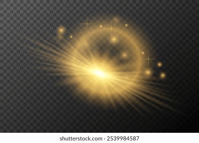 Light effect Golden isolated flare explosion shiny dust line solar flare spark star neon light, vector effect	

