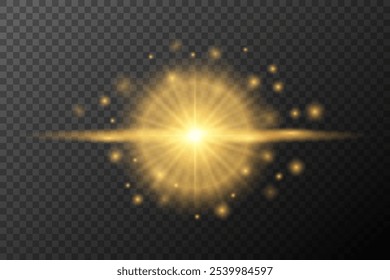 Lichteffekt Goldene einzelne Flamme Explosion glänzende Staublinie Solar-Flamme Stern Neonlicht, Vektoreffekt	
