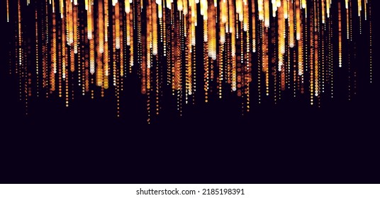 Light Effect. Golden Light Sparkles Falling from the Sky. Golden Shiny Particles. Christmas Holiday Background. Vector Illustration.