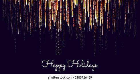 Light Effect. Golden Light Sparkles Falling from the Sky. Golden Shiny Particles. Christmas Holiday Background. Vector Illustration.