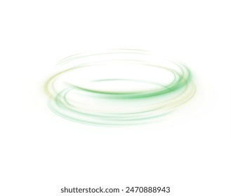 Efecto de luz de líneas verdes en forma de semicírculo sobre fondo blanco PNG. Una solución elegante para diseño y Ilustraciones vectoriales.	