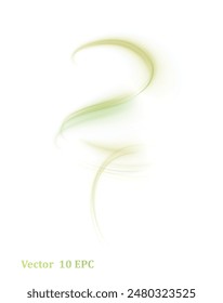 Light effect of green lines in the shape of a vortex on a white background PNG. An elegant solution for web design and vector illustrations.