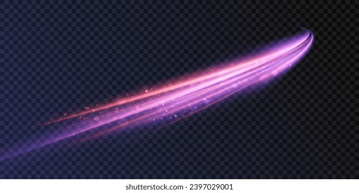 Light effect of high speed curved light beams. Technology of light movement of light energy. Banner poster design concept. Abstract background of curved rays.