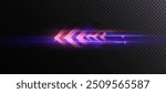 Light effect of high speed movement of light high speed arrow bright red glow. Dynamic movement of high speed arrow of light energy. Vector	
