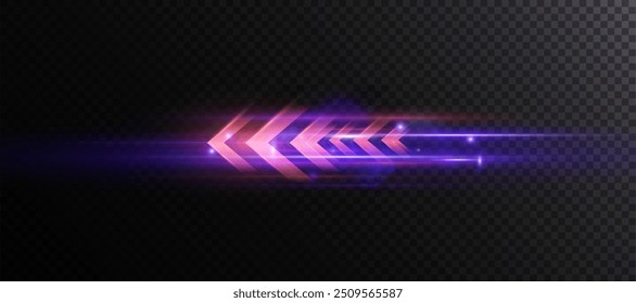 Light effect of high speed movement of light high speed arrow bright red glow. Dynamic movement of high speed arrow of light energy. Vector	
