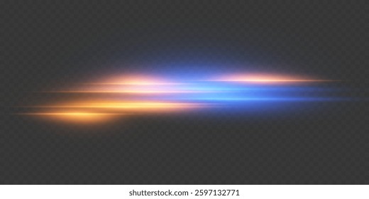 Light effect of horizontal line of light and glare.
