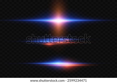 Light effect of light, horizontal line of glare.	