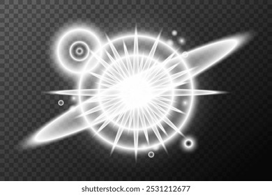 Light effect isolated flare explosion shiny dust line solar flare spark star sunlight, vector effect