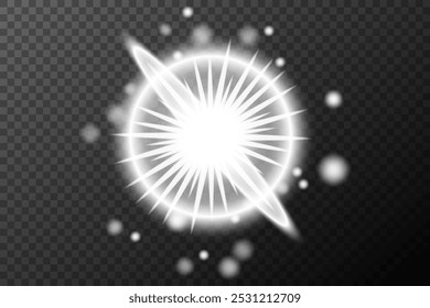 Light effect isolated flare explosion shiny dust line solar flare spark star sunlight, vector effect