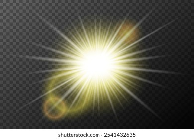 Light effect isolated flare explosion shiny dust line solar flare spark star sunlight, vector effect	
