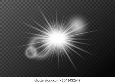 Light effect isolated flare explosion shiny dust line solar flare spark star sunlight, vector effect	
