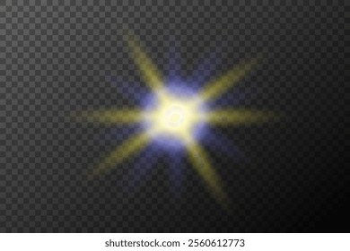 light effect isolated flare explosion shiny dust line solar flare star spark neon light holidays festival, vector element blue yellow