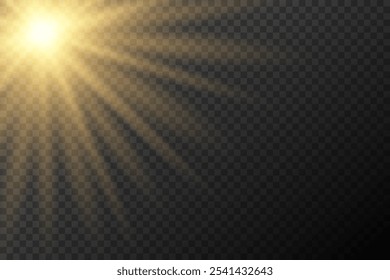 Light effect isolated flare, tire explosion, dust line, solar flare, star spark, sunlight, vector background, space for text