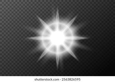 Light effect isolated flare, tire explosion, dust line, solar flare, star spark, sunlight, vector background	
