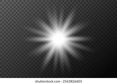Light effect isolated flare, tire explosion, dust line, solar flare, star spark, sunlight, vector background	
