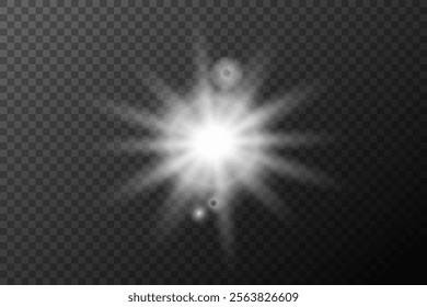 Light effect isolated flare, tire explosion, dust line, solar flare, star spark, sunlight, vector background	
