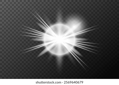 Light effect isolated flare, tire explosion, dust line, solar flare, star spark, sunlight, vector background	
