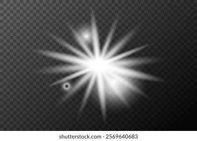 Light effect isolated flare, tire explosion, dust line, solar flare, star spark, sunlight, vector background	
