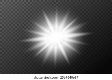 Light effect isolated flare, tire explosion, dust line, solar flare, star spark, sunlight, vector background	
