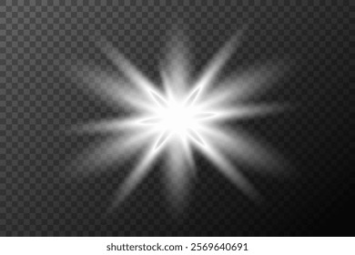 Light effect isolated flare, tire explosion, dust line, solar flare, star spark, sunlight, vector background	
