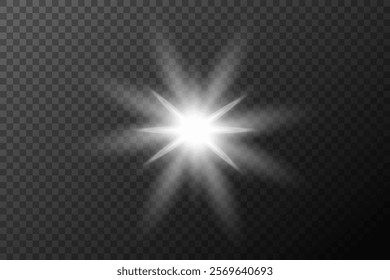 Light effect isolated flare, tire explosion, dust line, solar flare, star spark, sunlight, vector background	
