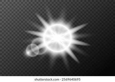 Light effect isolated flare, tire explosion, dust line, solar flare, star spark, sunlight, vector background	

