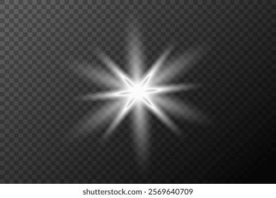Light effect isolated flare, tire explosion, dust line, solar flare, star spark, sunlight, vector background	
