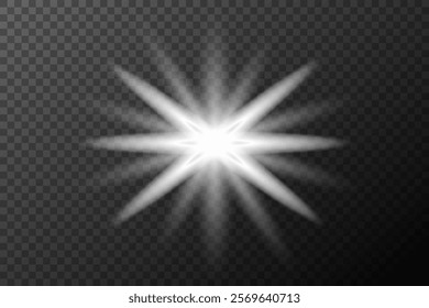 Light effect isolated flare, tire explosion, dust line, solar flare, star spark, sunlight, vector background	
