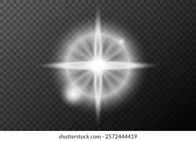 Light effect isolated flare, tire explosion, dust line, solar flare, star spark, sunlight, vector background	
