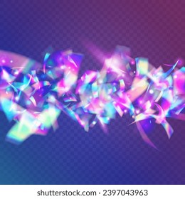 Lichteffekt. Kaleidoskop Tinsel. Blaue Diskothek. Retro Burst. Digitale Folie. Glitch Glitter. Kristallkunst. Laser-Prismatische Tapete. Violetlichteffekt