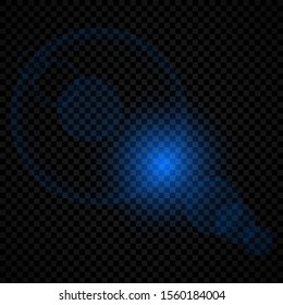 Light effect of lens flares. Blue glowing lights starburst effects with sparkles on a transparent background. Vector illustration