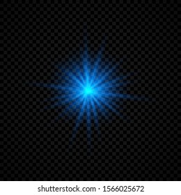 Light effect of lens flares. Blue glowing lights starburst effects with sparkles on a transparent background. Vector illustration