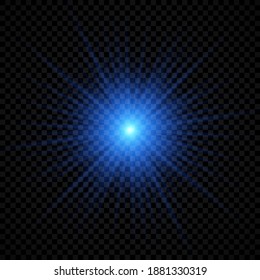 Lichteffekt der Linsenfackel. Blauleuchtende Lichter starben Effekte mit Funkeln auf transparentem Hintergrund. Vektorgrafik