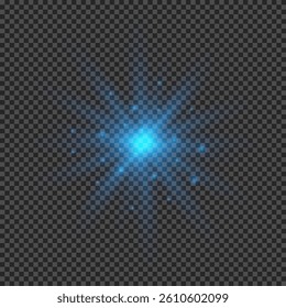 Light effect of lens flares. Blue glowing lights starburst effects with sparkles on a transparent background. Vector illustration