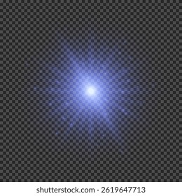 Light effect of lens flares. Blue glowing lights starburst effects with sparkles on a transparent background. Vector illustration
