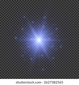 Light effect of lens flares. Blue glowing lights starburst effects with sparkles on a transparent background. Vector illustration