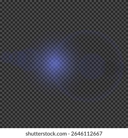 Efecto de luz de los destellos de la lente. Luces azules brillantes efectos de explosión de estrellas con destellos sobre un fondo transparente. Ilustración vectorial