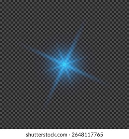 Light effect of lens flares. Blue glowing lights starburst effects with sparkles on a transparent background. Vector illustration