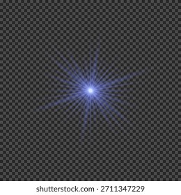 Light effect of lens flares. Blue glowing lights starburst effects with sparkles on a transparent background. Vector illustration