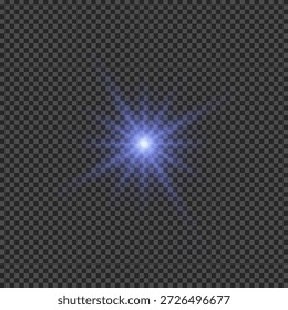 Lichteffekt von Linsenfackeln. Blaue leuchtende Lichter starburst Effekte mit funkelt auf transparentem Hintergrund. Vektorgrafik
