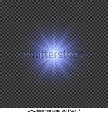 Light effect of lens flares. Blue glowing lights starburst effects with sparkles on a transparent background. Vector illustration