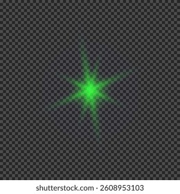Light effect of lens flares. Green glowing lights starburst effects with sparkles on a transparent background. Vector illustration