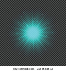 Efeito de luz de clarões de lente. Luzes verdes brilhantes efeitos starburst com brilhos em um fundo transparente. Ilustração vetorial