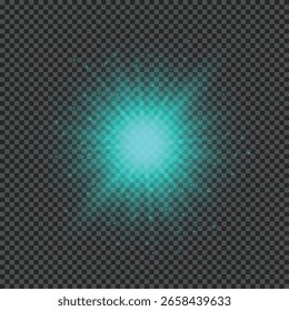 Light effect of lens flares. Green glowing lights starburst effects with sparkles on a transparent background. Vector illustration