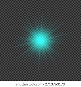 Light effect of lens flares. Green glowing lights starburst effects with sparkles on a transparent background. Vector illustration