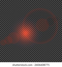 Light effect of lens flares. Red glowing lights starburst effects with sparkles on a transparent background. Vector illustration