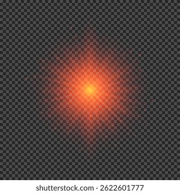 Light effect of lens flares. Red glowing lights starburst effects with sparkles on a transparent background. Vector illustration