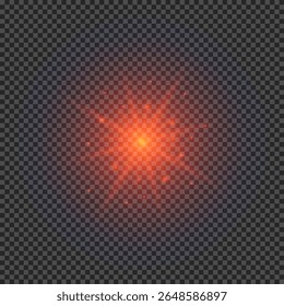 Light effect of lens flares. Red glowing lights starburst effects with sparkles on a transparent background. Vector illustration